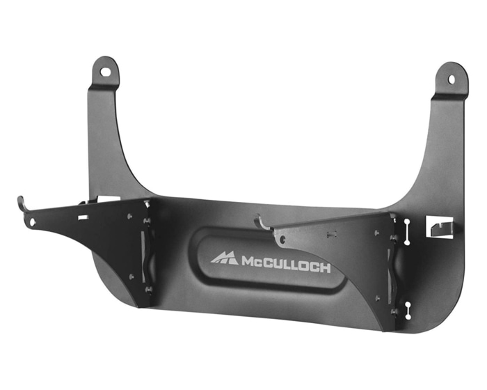 Mc Culloch et son support mural pour robot de tonte Rob gamme S